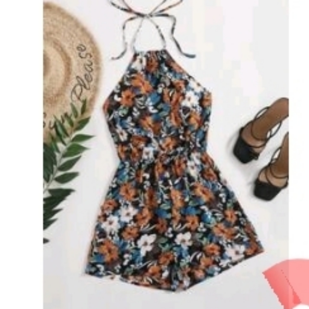 Halter top open back Romper